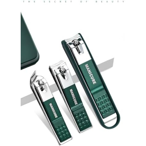 Beaut Secrets - Nail Cutter Set, Ultra Sharp Sturdy Fingernail Toenail Clipper Nail Clipper With Glass File 4 Pcs Set For Men Women Adult Nail Cutter Set For Thick Toenails & Nails (Green Set Of 4 With Box)