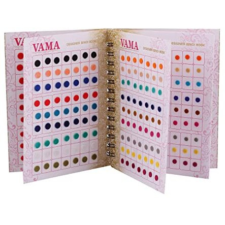Vama Multicolour Plain Round Small Bindis Book Kumkum Reusable Self-Adhesive Sticker Pottu Booklet For Girls & Women (Mini Bindis Booklet - 504 Bindis)