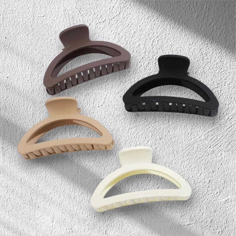 Elina 6 Pcs Big Jumbo Hair Claw Clutcher Clips, Small Medium Large Matte Color Butterfly For Thick Thin Long Hair, Tight Strong Grip Big Barrette For Women,Girls Accessories (Assorted) 6 Pcs