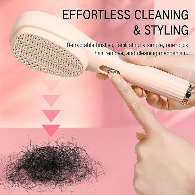 Bhumlo Self-Cleaning Anti-Static Massage Comb, Self Cleaning Hair Brush, Massage Comb For Hair, Retractable Rotary Lift Self-Cleaning Comb, Women's Hair Styling Tool (Multicolor) (Pack Of 1)