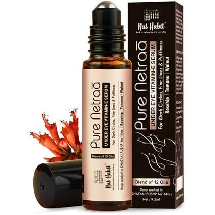 Nat Habit Pure Netraa Under Eye Serum For Fine Lines, Puffiness, Wrinkles & Dark Circles For Men & Women With Vitamin C, Vitamin E And Retinol (9.2 Ml)