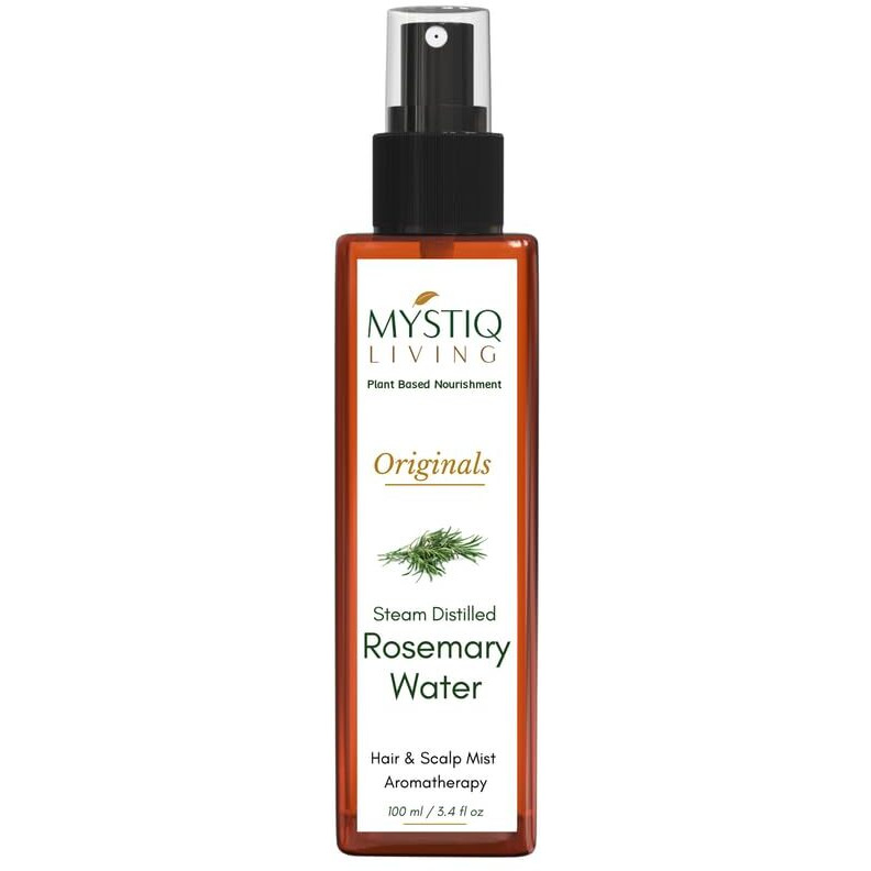 Mystiq Living Rosemary Water, Hair Spray For Regrowth | Steam Distilled 100% Pure And Natural Hydrosol, Hair Mist - 100Ml