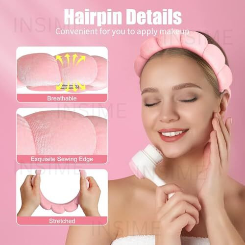 Insime Facial Spa Head Band For Women | Facial Makeup Headband For Women Stylish Face Wash Hair Band For Facial Time | Beauty Skincare Hairband For Women Stylish With Wrist Towel Band