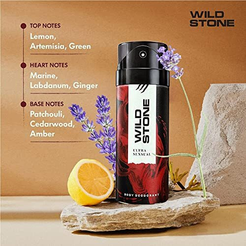 Wild Stone Ultra Sensual Long Lasting Spray Deodorant For Men, Pack Of 2 (225Ml Each)