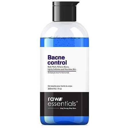 Raw Essentials Bacne Control Body Wash, 2% Salicylic Acid, 1% Niacinamide 300Ml (Pack Of 1), Relieves Body Acne, Exfoliates And Nourishes Skin, Sls & Paraben Free, For Men & Women