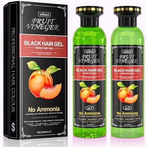 Adbeni Fruit Vineger Gel Hair Color, Black | Natural Hair Dye For Men & Women | No Ammonia & No Ppd, Long-Lasting, Gentle On Scalp | 500Ml Black