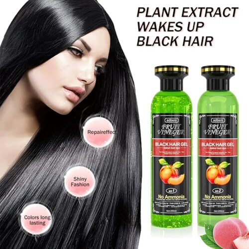 Adbeni Fruit Vineger Gel Hair Color, Black | Natural Hair Dye For Men & Women | No Ammonia & No Ppd, Long-Lasting, Gentle On Scalp | 500Ml Black