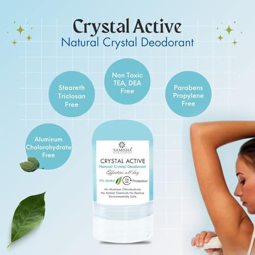 Roll On Deo For Women & Men - Crystal Deodorant Roll On, Natural Alum Stone Deo Stick, Long-Lasting, Unscented Deo Roll On, 0% Alcohol, No Aluminum, Single Ingredient Underarm Roll On By Samisha