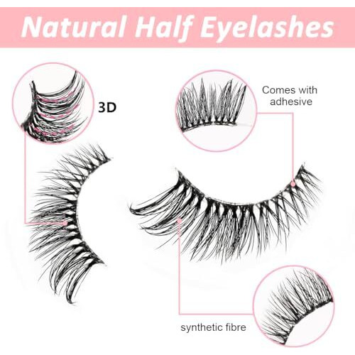 Maycreate 10 Pairs Half Lashes Mink Natural Cat Eye Wispy False Eyelashes Fluffy Volume Strip Fake Eyelashes Accent Corner 3/4 Eye Lashes Diy Cluster Faux Mink Half Eyelashes At Home