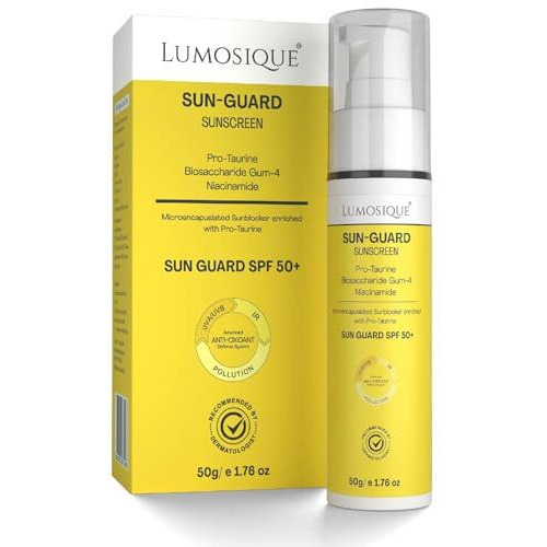 Lumosique Sun Guard Sunscreen Spf 50+ For Uvb, Uva, Ir, Blue Light Protection | Ultra Matte, Broad-Spectrum & No White Cast | Oily, Dry, Sensitive & Combination Skin | For Men & Women, 50Gm