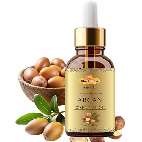 Khadi 100% Pure Herbal Natural Moraccan Argan Oil, Cold Pressed Organic, For Skin, Hair & Anti-Ageing Face Care (Pack Of 1, 15Ml., Argan)