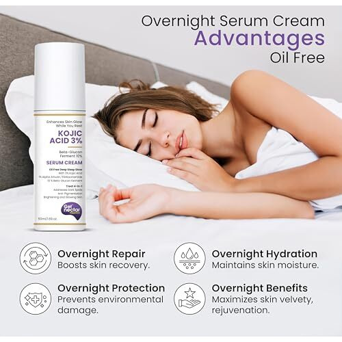 Get Nectar Happiness Glow Serum Cream With 3% Kojic Acid 5% Niacinamide 1% Alpha Arbutin & 25% Beta-Glucan For Dark Spots, Anti-Pigmentation, Brightening, Glowing Skin 50Ml