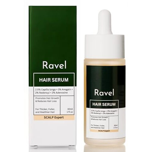 Ravel Advanced Hair Serum | 2.5% Capilia Longa + 3% Anagain + 2% Redensyl + 2% Adenosine, Rosemary & Pumpkin Seed | Promotes Hair Growth | Hair Serum For Men & Women | 30Ml