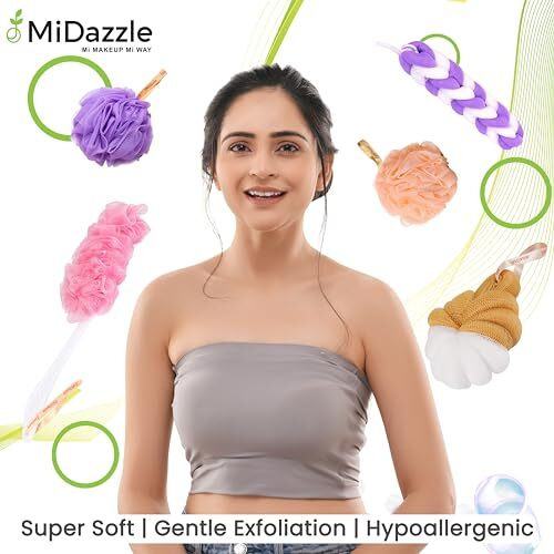 Midazzle Luxury Bathing Loofah Sponge Exfoliator Scrubber For High Lather Cleansing (Large, 55G, Pack Of 2, Green & Yellow)