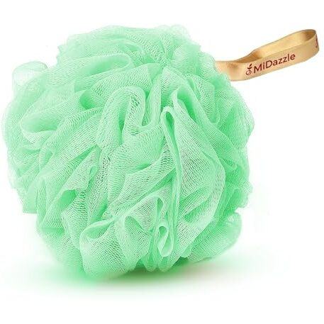 Midazzle Luxury Bathing Loofah Sponge Exfoliator Scrubber For High Lather Cleansing (Large, 55G, Pack Of 2, Green & Yellow)