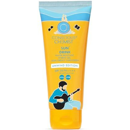 Conscious Chemist Dewy Ceramide Sunscreen Spf 50 Pa++++ | For Oily Skin | Water Resistant Uva/B Protection | Fragrance-Free | For Men & Women | All Skin Types - Sun Drink (Unwind Edition) | 50G