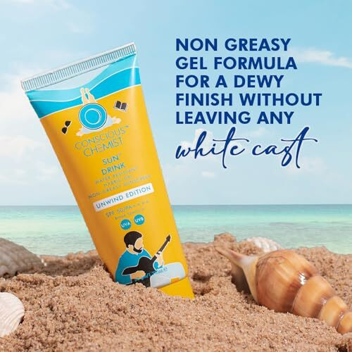 Conscious Chemist Dewy Ceramide Sunscreen Spf 50 Pa++++ | For Oily Skin | Water Resistant Uva/B Protection | Fragrance-Free | For Men & Women | All Skin Types - Sun Drink (Unwind Edition) | 50G