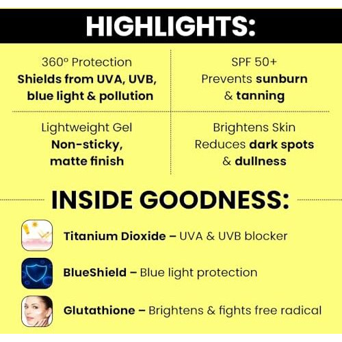 360 Block Sunscreen Gel Spf 50+ - Protects From Uva, Uvb, Infra-Red Radiation (Ir), Blue Light & Atmospheric Pollutants