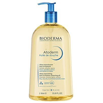 Bioderma Atoderm Huile De Douche Anti-Iritation Cleaning Oil | 24Hrs Hydration | Face And Body Moisturizer | Soothes Discomfort - Dry To Very Dry Sensitive Skin - 1 Ltr