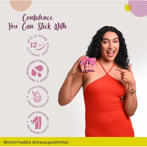 Pinq Polka Breast Lift Tape (1 Pcs) With 10 Nipple Pasties| Perfect Shape Enhancer For Women |Breathable|Skin Friendly Adhesive |Up To 12 Hrs Sticking Capacity|Nude Colour|7.5Cm Wide & 5M Long