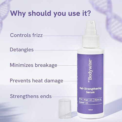 Be Bodywise Hair Strengthening Serum 100Ml | For Dry & Damaged Hair | With Argan, Sunflower & Olive Oil | Paraben, Sls Free
