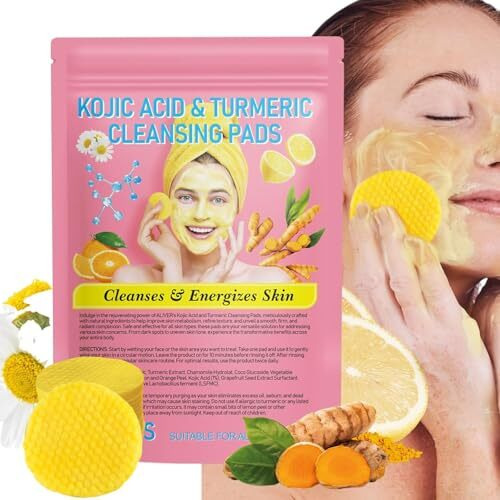 Kojic Acid And Turmeric Cleansing Pads For Face, Dark Spots, Kojic And Turmeric Cleansing Pads, Suitable For All Skin Types - (1Pec -60 Pcs)