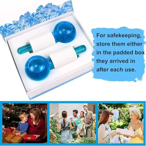 Zuvexa Facial Ice Globe Smart Cool Face Roller Ball | Facial Massage Tools For Neck Eye Circle Reduce | Anti Ageing Wrinkles Soothing Firming Skin Crystal Ice Roller (Pack Of 2)