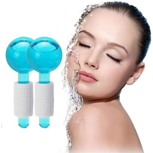 Zuvexa Facial Ice Globe Smart Cool Face Roller Ball | Facial Massage Tools For Neck Eye Circle Reduce | Anti Ageing Wrinkles Soothing Firming Skin Crystal Ice Roller (Pack Of 2)