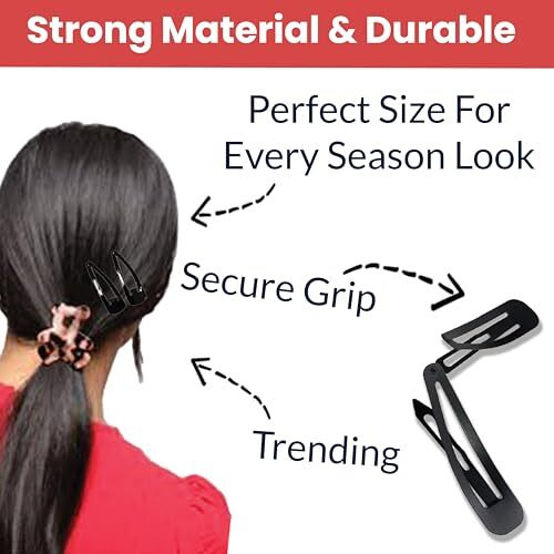 Temperia Tic Tac Hair Clips For Girls (Pack Of 12 Pcs) (5Cm) (Matte Black) - Tik Tak Pins For Women
