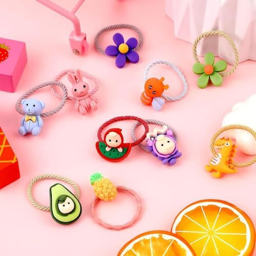 Neobaby Cute Hair Ties - Colorful Hair Accessories Ponytail Holders Elastic Rubber Bands Accessories For Baby & Toddler Girls (Random Designs, 12 Pairs)
