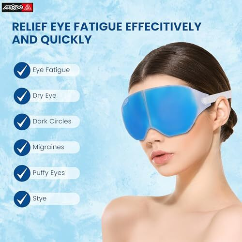Aprodo Cooling Gel Eye Mask For Dark Circles Soothes Puffy, Dry, Tired, Red And Itchy Eyes - Relieve Your Headache Reusable Cold Compress Gel Pad For Therapy, Migraine, Pain Relief And Skincare (Blue)