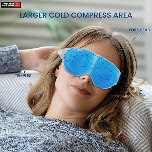 Aprodo Cooling Gel Eye Mask For Dark Circles Soothes Puffy, Dry, Tired, Red And Itchy Eyes - Relieve Your Headache Reusable Cold Compress Gel Pad For Therapy, Migraine, Pain Relief And Skincare (Blue)