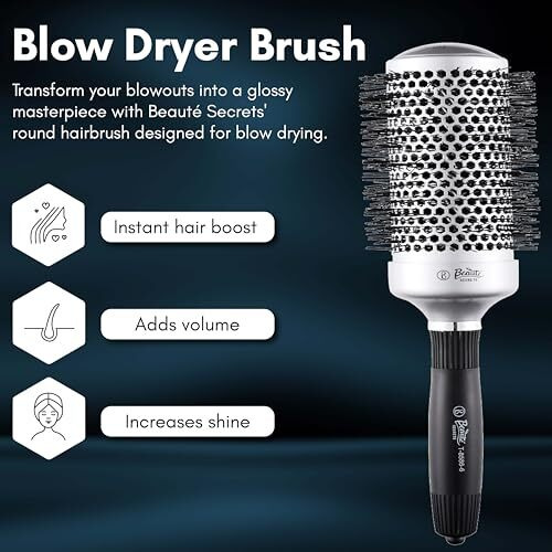 Beaut Secrets Professional Round Brush For Blow Drying Ceramic Ion Thermal Barrel Brush For Precise Styling And Maximum Volume - Lightweight Round Hair Brush For Manageable Hair (54 Mm)