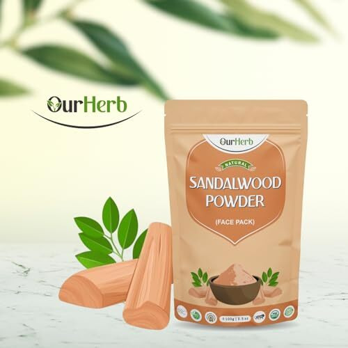 Ourherb Sandalwood Powder Face Pack For Glowing Skin & Tan Removal - Pure, Natural, And Effective Facial Care With Santalum Album Chandan Powder  100G | 3.5 Oz