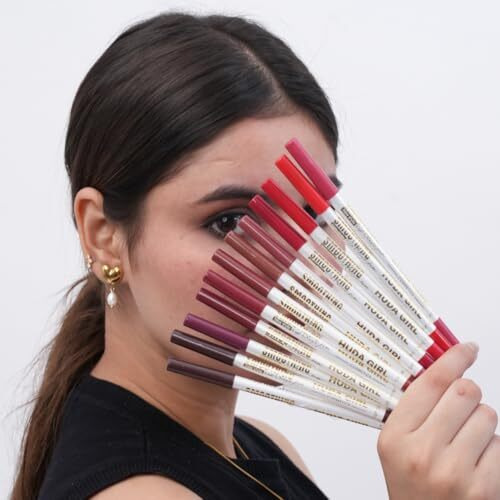Huda Girl Lip Liner Pencil Set For Women And Girls - Soft Waterproof Smooth Lipliner Pencil, Long Lasting Matte Pigments In 12 Colors, Lip Liner Set
