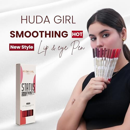 Huda Girl Lip Liner Pencil Set For Women And Girls - Soft Waterproof Smooth Lipliner Pencil, Long Lasting Matte Pigments In 12 Colors, Lip Liner Set