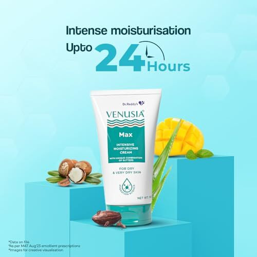 Dr. Reddy's Venusia Max Intensive Moisturizing Cream | Dermatologist Recommended For Dry To Very Dry Skin | Clinically Proven For Up To 24 Hrs. Moisturization | For Face & Body | Cocoa Butter, Mango Butter & Aloe Butter | 150G (Pack Of 2)