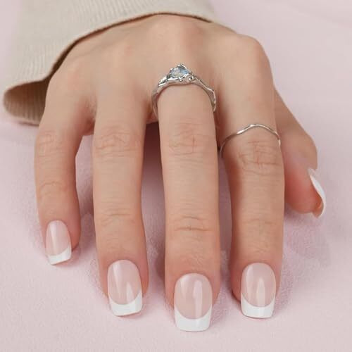 Insime French Nails Press On Artificial Nails For Women | Korean Fake Nails Set Short Pink Nails Extension For Women & Girls | Reusable Pep Nails, Stick On False Nails For Girls