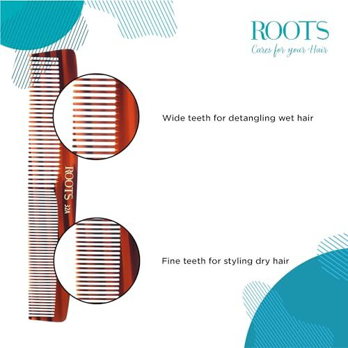 Roots - Classic Brown Dressing Comb - Designed With Dual Wide And Fine Tooth Hair Comb For Men And Women - Style Your Hair Hassle-Free - Light Weight Pack Of 1- Model No.32A