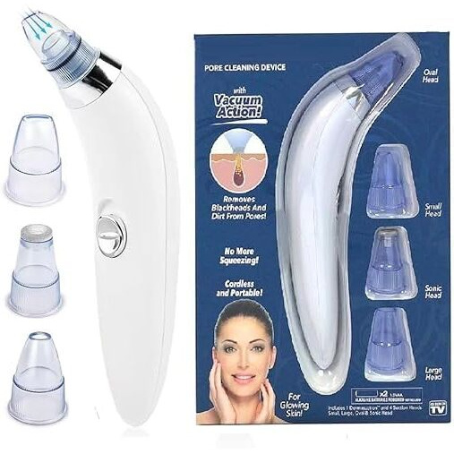 Pure Nest 4-In-1 Blackhead Remover  Multi-Function Pore Cleaner, Acne Extractor & Vacuum Suction Tool For Men & Women (White)