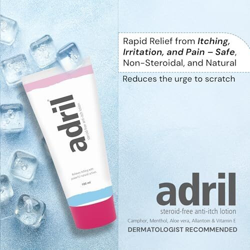 Adril Anti-Itch Lotion 100Ml | Dermatologist Prescribed Lotion For Itchy Skin, Rashes, Pregnancy Itch | Natural Ingredients With Camphor, Menthol & Vitamin E | Hypoallergenic, Non-Greasy Lotion