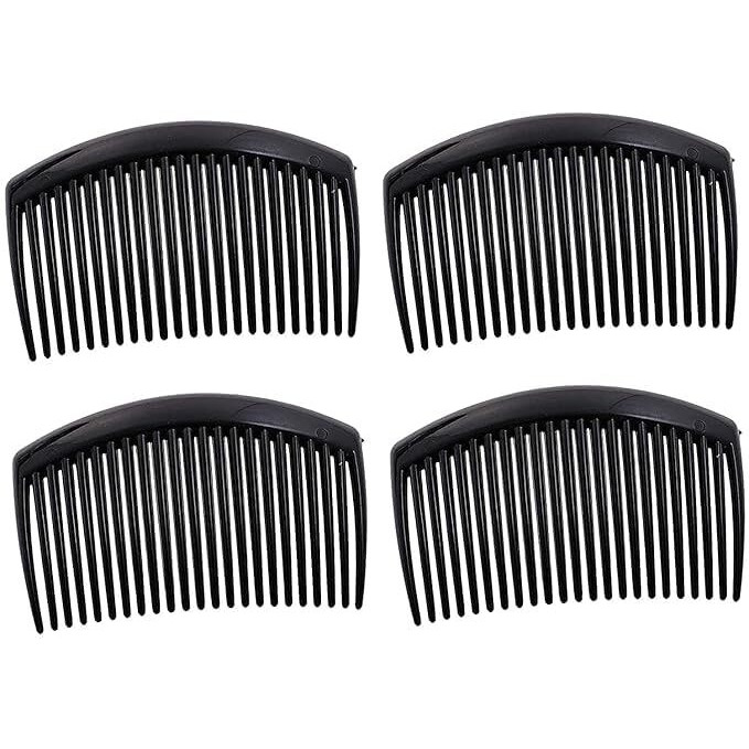 Dazzlediva Thin Side Comb 4Pcs (Black) Hair Clip Hairpin Plastic Hair Slides Side Comb Juda Pin Slide Clip Hairpin Side Combs Hair Accessories For Women And Girls Pack Of 4