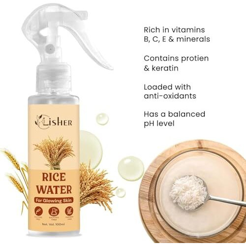 Lisher Rice Water Dewy Face Toner With Rice Water For Glass Skin 100Ml |Intensely Hydrates |Minimizes Pores |Even Skin Tone |Korean Rice Toner | Alcohol-Free| Suits All Skin Types