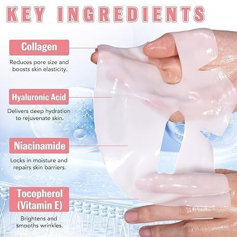 Shayonam Pack Of 1 Collagen Overnight Face Mask | Korean Glass Skin Hydrogel Mask For Deep Hydration, Pigmentation, Anti-Aging & Pore Minimizing | Hyaluronic Acid, Niacinamide, Vitamin E & Centella