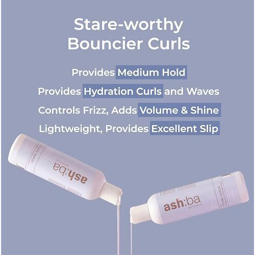 Ashba Botanics Curl Styling Serum Gel With Hyaluronic Acid | Provides Intense Hydration, Frizz Control, Bouncy & Shiny Hair | Lightweight, Non Sticky Hair Gel For Curly Hair, For Men & Women - 50Ml