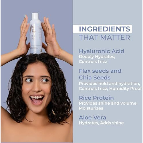 Ashba Botanics Curl Styling Serum Gel With Hyaluronic Acid | Provides Intense Hydration, Frizz Control, Bouncy & Shiny Hair | Lightweight, Non Sticky Hair Gel For Curly Hair, For Men & Women - 50Ml