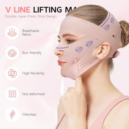 Maycreate V Line Face Lifting Mask, Double Chin Reducer Jaw Line Shaper, Face Toning Belts, Lifting And Firming Compression Strap For Sleeping Anti-Wrinkle Skin Tightening Belt For Slim Lift