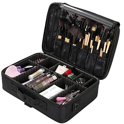 Rozia Extra Large Size 40Cm X 30 Cm X 12Cm Makeup Box For Girls,Makeup Box Vanity, Makeup Kit, Makeup Pouch, Cosmetic Bag, Makeup Brush Organizer And Vanity Bag, Toiletry Jewellery Box, Black