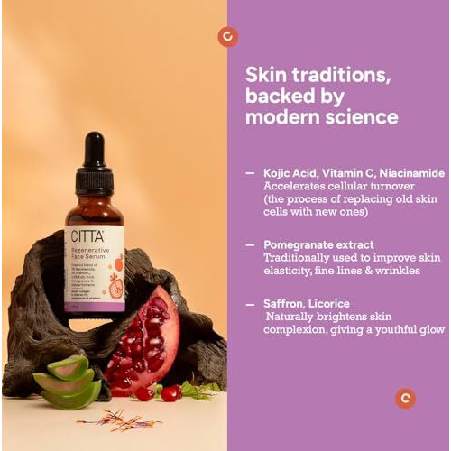 Citta Regenerative Face Serum | Wrinkle Lift & Anti-Aging Night Serum | Niacinamide & Kojic Acid For Wrinkle Correction | For Women & Men | All Skin Types | 30Ml