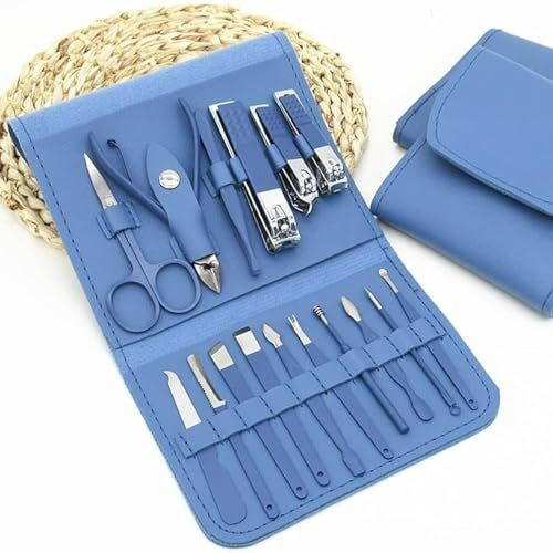 Anticmart || Stainless Steel Professional Manicure Set Nail Cutter || Women Nail Scissors Luxury Grooming Kit Manicure Pedicure Kit || Women Nail Art Remover Needle (Multicolor) (16 In 1 Manicure Set)